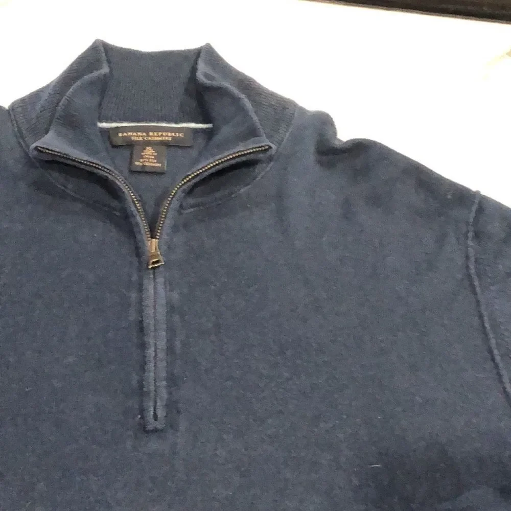 Banana Republic Silk Cashmere 1/4 Zip Sweater Sz. L